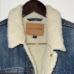 Lucky Brand Blue Denim Jacket with Cream Sherpa Collar